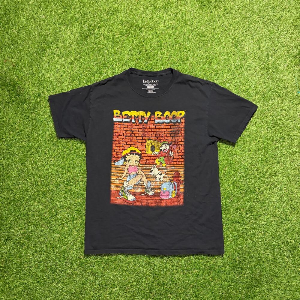 Betty Boop Graphic T-Shirt Black Cartoon Streetwear Tee Size Medium/Large